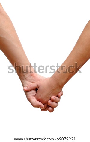 Holding Hands Background. stock photo : Couple holding hands isolated on white ackground