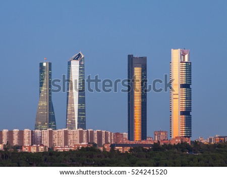 Four Towers Skyline. Madrid, Spain.