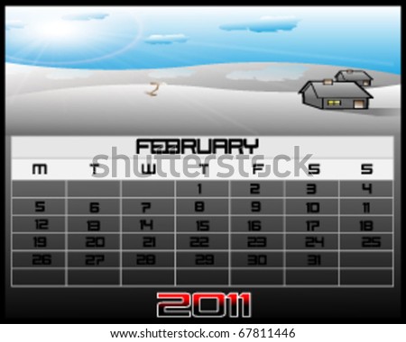february calendar 2011. stock vector : February Calendar 2011