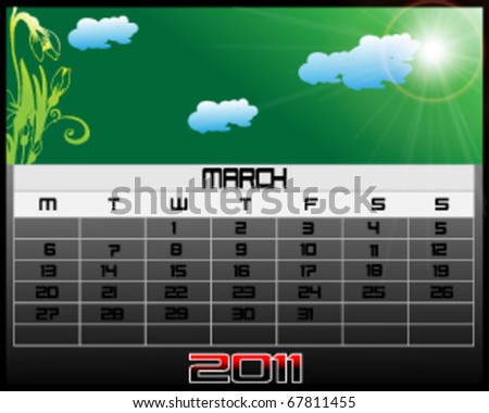 march calendar 2011 images. stock vector : March Calendar