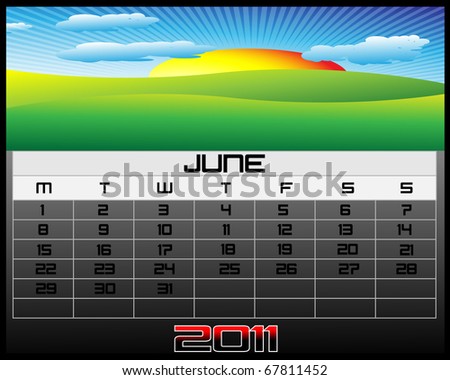 june calendar 2011. stock vector : June Calendar