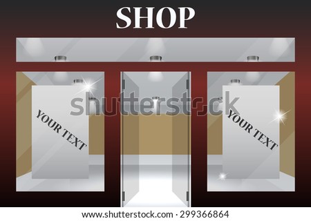 Shop Front. Exterior horizontal windows empty for your store product presentation or design.Part of set