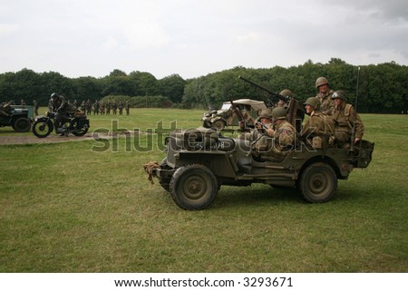 american troops waiting to drive into battle