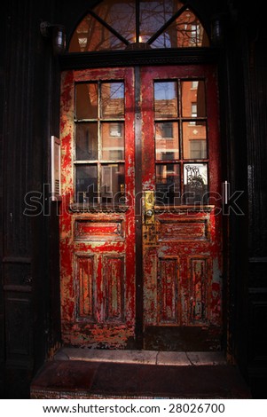 a red door in new yorks greenwich village