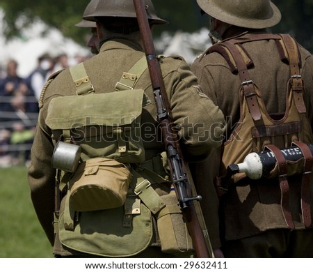 first world war british soldiers in a re-enactment