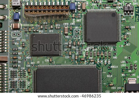 Electronics. Chips on the printed-circuit-board