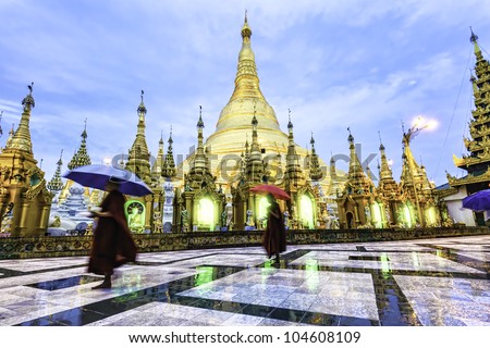 Shwedagon Pagoda Great Dagon Pagoda in Yangon Myanmar in the morning Shwedagon Pagoda Great Dagon Pagoda in Yangon Myanmar in the morning