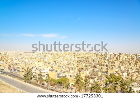 Amman City viewed from Amman Citadel in Amman, Jordan.