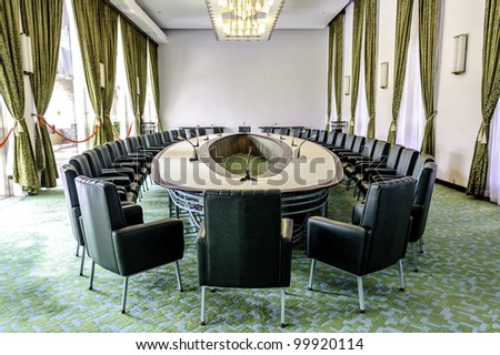 Cabinet Meeting Room of the Independence Palace in Ho Chi Minh City, Vietnam. Independence Palace is known as Reunification Palace and was built on the site of the former Norodom Palace.