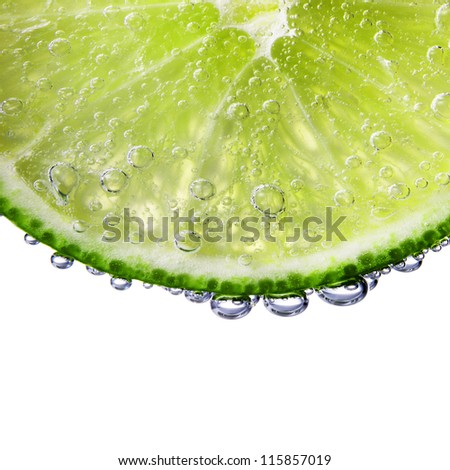 Lime slice in glass