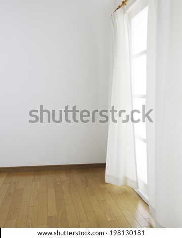 room with window and curtain