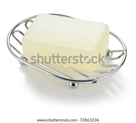 Soap on wire tray.