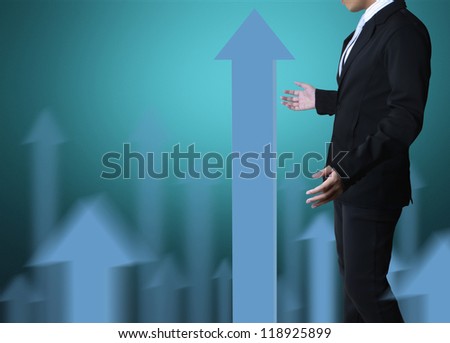 Growing business graph and business man
