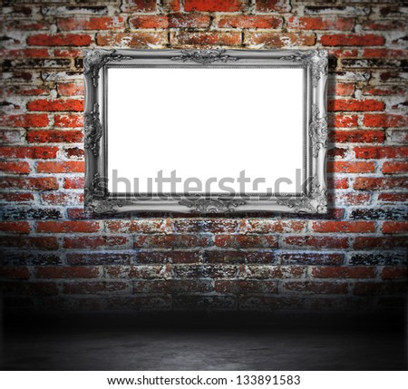 interior vintage with brick wall and Picture frame