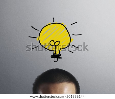 idea concept, lamp head businessman