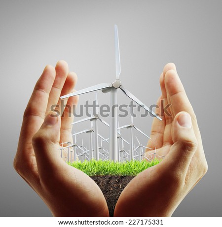 Eco power, wind turbines  in the hand