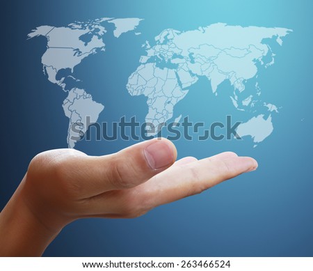 Man hand touch social network structure