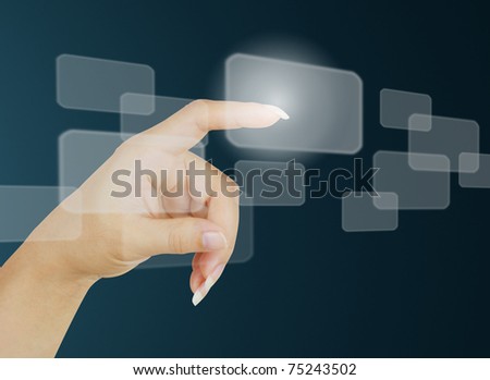 hand pushing on a touch screen interface