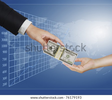 Hand handing over money