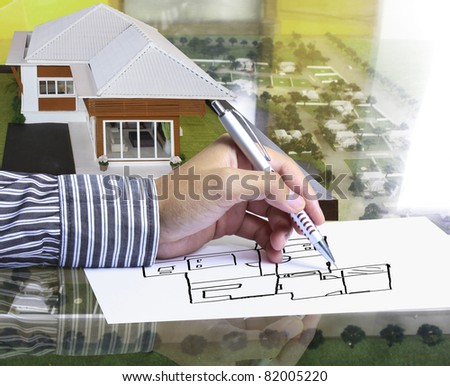 Hand, drawing plan house