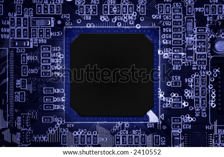 Technology background with a glowing processor. Add your own logo or text.