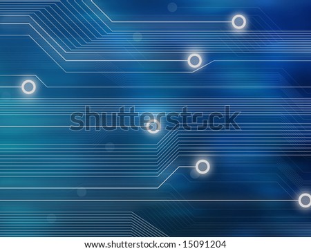 An abstract technology background with energy / data traveling through lines over a network