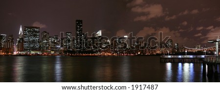 Panoramic of upper east side of Manhattan including Chrysler building