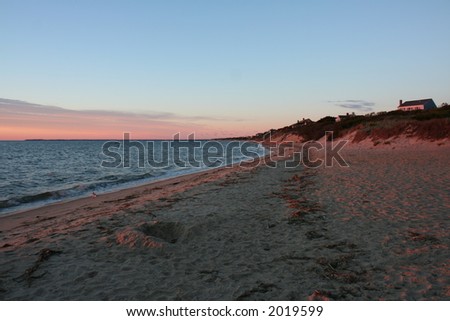 New England coast in the glow of sunset