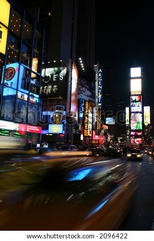Traffic through Time Square at night (intentional blur of vehicles)