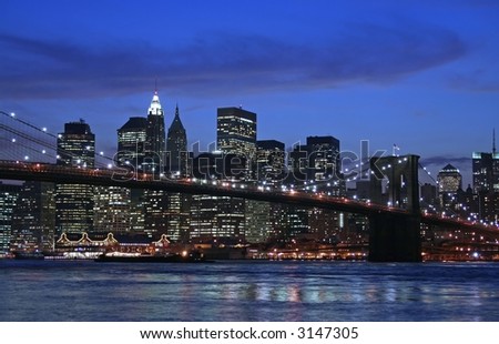city lights at night. New York City lights and