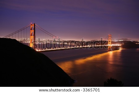 san francisco golden gate bridge at night. Golden Gate bridge and San