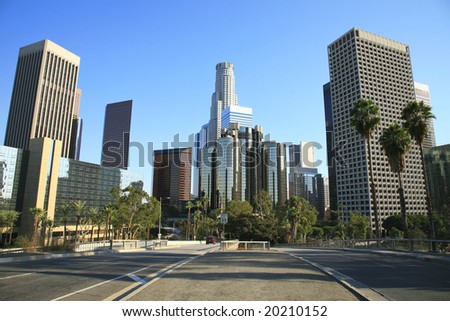 stock photo Los Angeles financial district