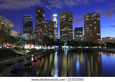 Beautiful Los Angeles skyline at night