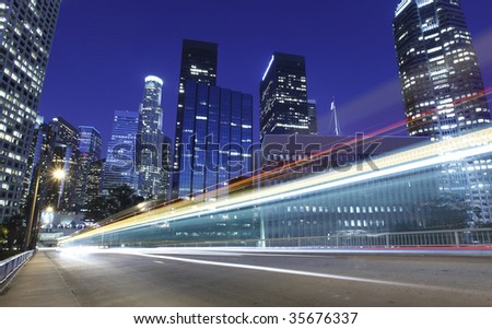 Traffic through Los Angeles at night