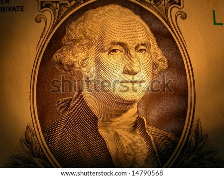 Portrait of George Washington on the American One Dollar Bill