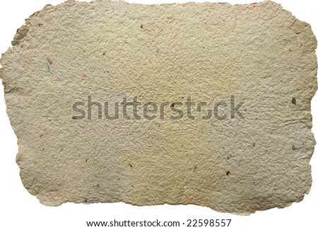 A sheet of rough grey handmade paper isolated on white. Clipping path included to easy replace background