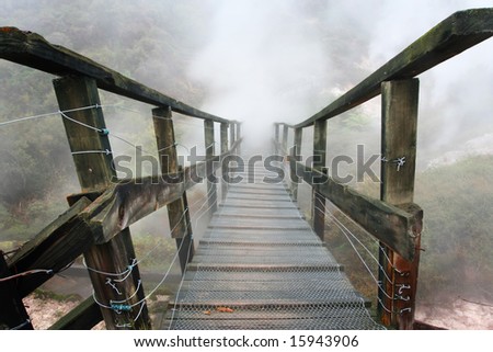 suspension bridge over Thermal Valley, New Zealand
