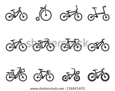 Bicycle type icons in single color