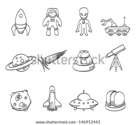 Space related icons in sketch Space related icons in sketch