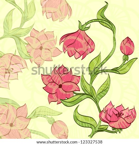 Vector Background With Handdrawn Flower - 123327538 : Shutterstock