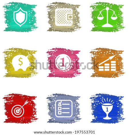 Vector colorful grungy icons set