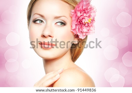 Lifestyle - Pagina 5 Stock-photo-closeup-beautiful-woman-face-with-flower-91449836