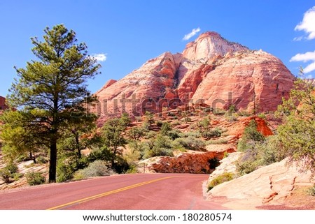 Scenic road through eastern Zion National Park, Utah, USA