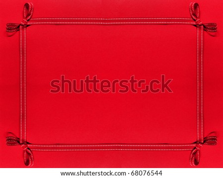 Red ribbon border on red patterned background
