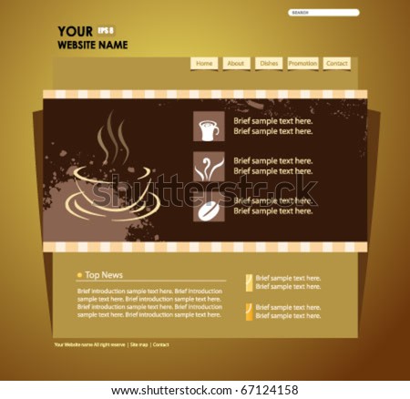 Coffee Shop Website Template on Stock Vector   Website Design Template Vector With Coffee Cup