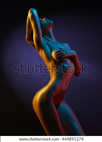 nude beautiful woman dance striptease in night club. Perfect nude woman with sexy nude body. Beautiful striptease of nude sexy woman. Blonde shows her nude sexy body in night club. perfect female body