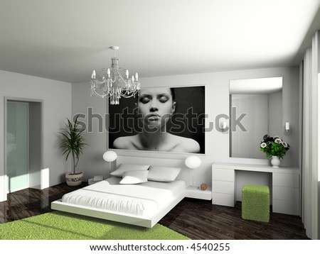 Modern Interior. 3d Render. Bedroom. Exclusive Design. 