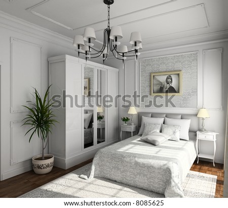 Classic Design Of Interior. Bedroom. 3d Render. Illustr