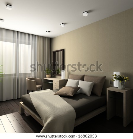Iinterior Of Modern Bedroom 3d Render Stock Photo 16802053 Bedroom D