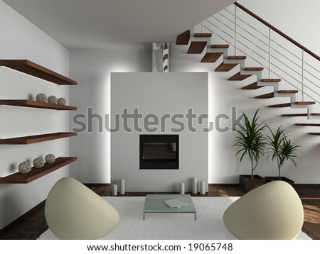 Modern Interior Design on Modern Design Interior Of Living Room  3d Render Stock Photo 19065748